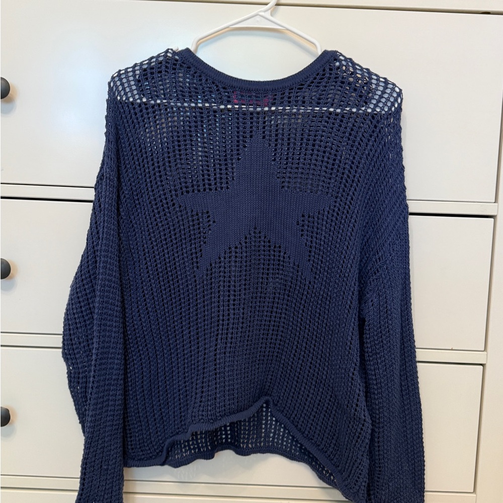 Navy Blue Knit Sweater with Star